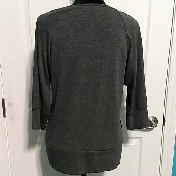 AB Studio lightweight 3/4 sleeved black & Grey  sweater - Picture 3 of 5
